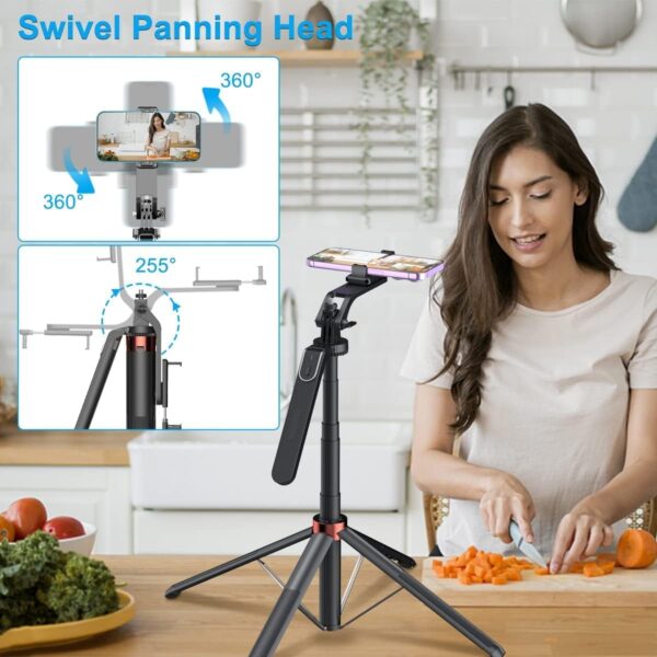 Adofys Selfie Stick with Tripod Stand 360 Degree Rotation Rechargeable Remote Quadripod Stand Balance Handle 71-inch Selfie Stick for Phone Camera Gopro 360°Panoramic Shooting Vlogging Live Stream - Image 6