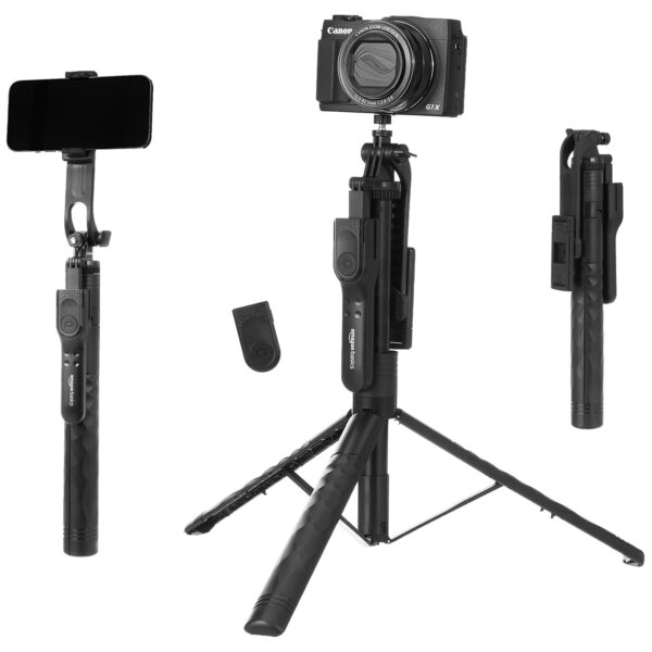 Amazon Basics Long Selfie Stick Tripod Stand with Hand Grip | Anti Shake, Upto 172 cm extendable | for Mobile, Gopro, Camera & Ringlight - Image 2
