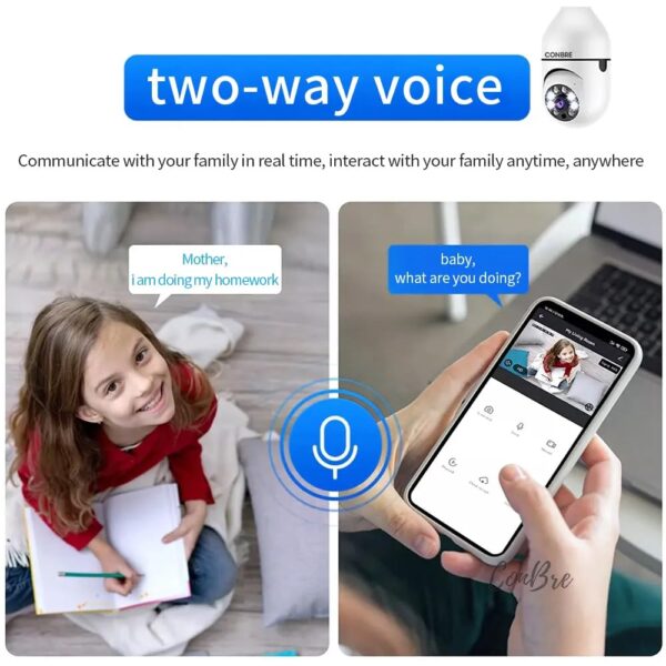 Conbre BulbXR 2MP Full HD Indoor Wireless WiFi CCTV Security Camera | Motion Tracking | Two Way Talk | Colored Night Vision | Support Upto 128GB SD Card | Includes Indian Holder - Image 8