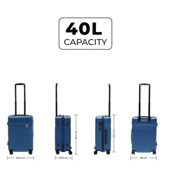 EUME Classic Cabin 55 Cm Trolley Bag Small Size for Travel, Midnight Blue| Polycarbonate (Pc) 8 Hinomoto Wheels Suitcase | Small Trolley Bag for Luggage - Image 3