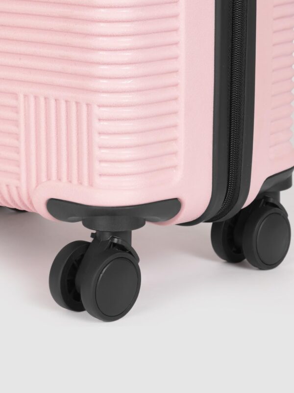 Teakwood Andaman Textured Zigzag Stripline Unisex Check-in Hardside Cabin Trolley Bag with Secure Number Lock System 360 Degree Rotating 8 Wheels (56 CM, Rose) - Image 8