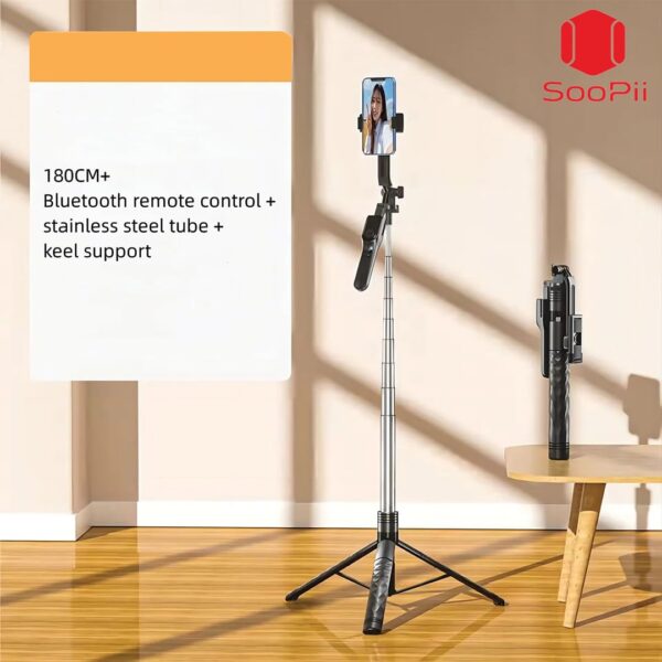 SooPii 69 inch Long Selfie Stick with 360° Rotating Tripod Stand, Aluminum Multifunctional Bluetooth Tripod Stand for Smartphone, GoPro, Action Cameras, Perfect for Vlogging, Travel & Video - Image 5