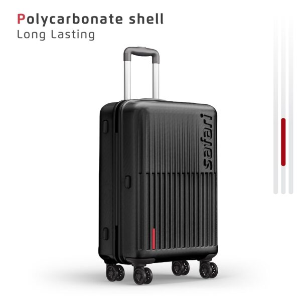 Safari Astra 8 Wheels 66 Cms Medium Check-In Trolley Bag Hard Case Polycarbonate 360 Degree Wheeling System Luggage, Trolley Bags For Travel, Speed_Wheel Suitcase For Travel, Black - Image 4