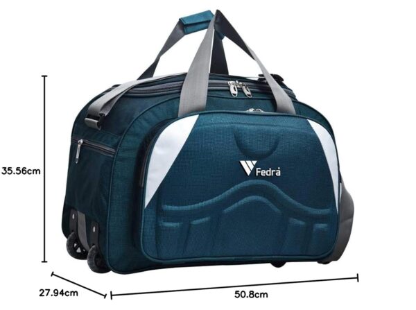 Epoch Nylon 55 litres Waterproof Duffle Bag Strolley Duffle Bag- 2 Wheels - Luggage Bag - (Green White) - Image 6