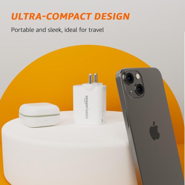 Amazon Basics 40W PD Dual Port Fast Charger | Dual USB-C Ports (20W Each) | Speed Technology | Compact Design | Compatible with iPhone - Image 6