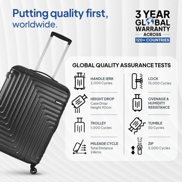 American Tourister Ivy Nxt 55CM Small Hard Luggage Polycarbonate Cabin Trolley Bags for Travel with Mounted TSA Lock for Men & Women - Black - Image 7