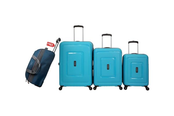 VIP Aristocrat 4 Pc Set Cabin 55 cm (Small),65 cm (Medium),75 cm (Large) 4 Wheels Trolley,52 CM Wheel Duffle Trolley Bag,Hard Case Lightweight Suitcase with 7 Years International Warranty (Blue) - Image 2