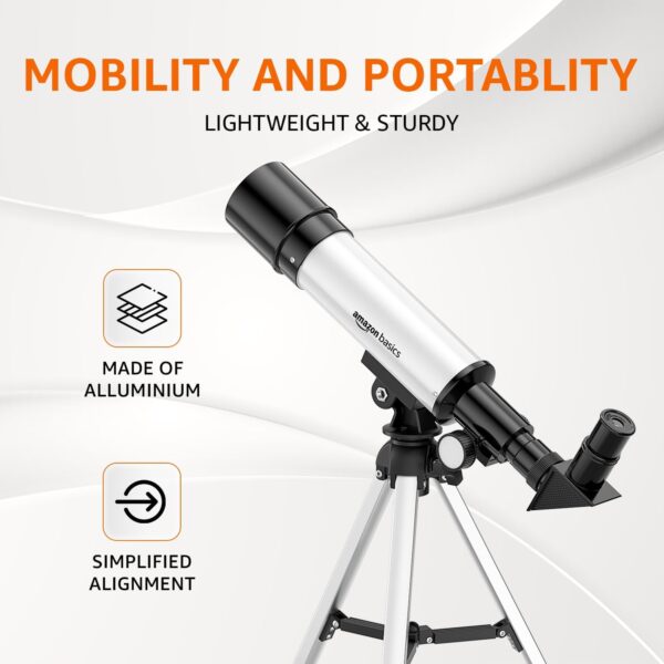 Amazon Basics | 90X Zoom HD Focus Astronomical Telescope Refractor | with Mobile Stand and Portable Tripod Stand | High Power Telescope Gift for Kids | Explore Moon, Planets, Stargazing - Image 3