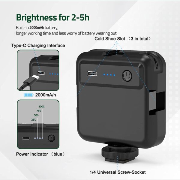 LED Video Light Camera Light Laptop Light for Zoom Meeting Photography Lighting 100 LED Beads with Clip Dimmable and Rechargeable for Camera Selfie Stick Tripod Laptop Cellphone - Image 6