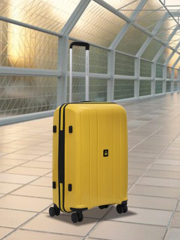 United Colors Of Benetton Wayfarer Unisex Hard Luggage - Yellow, TSA Lock 67 CM Medium Trolley Bag - Image 6