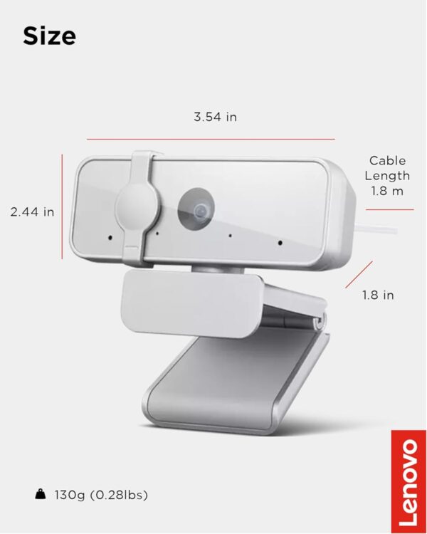 Lenovo 300 FHD Webcam with Full Stereo Dual Built-in mics | FHD 1080P 2.1 Megapixel CMOS Camera |Ultra-Wide 95° Lens, 4X Digital Zoom | 360 Rotation | Flexible Mount | Cloud Grey - Image 8