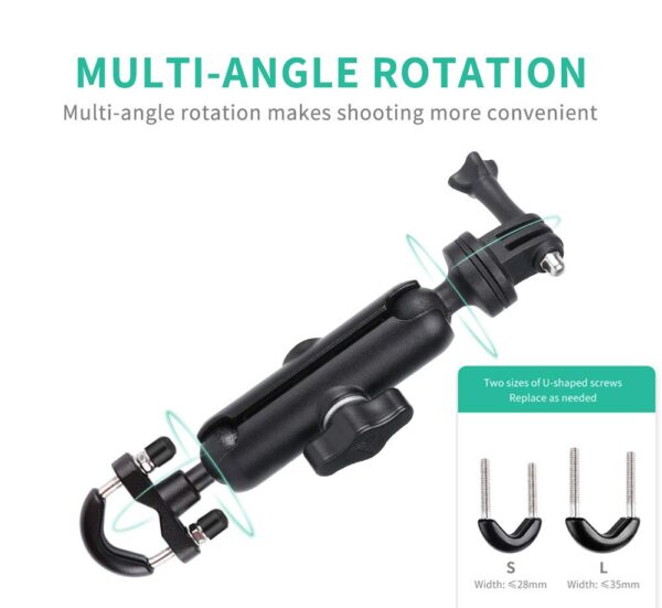 RUIGPRO 360°Motorcycle Bike Camera Holder Handlebar Mount Bracket 1/4 Metal Stand for GoPro Hero10/9/8/7/6/5/4 Action Cameras Accessory(Cool Ballhead Arm Super Clamp Mount Multi) - Image 4