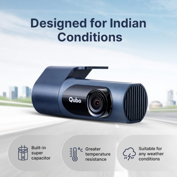 Qubo Car Dash Camera Pro X 3MP 1296p from Hero Group | Made in India | Super Capacitor| Wide Angle View | Emergency Recording | SD Card Upto 1TB Supported | Easy DIY Set Up | (Midnight Blue) - Image 4