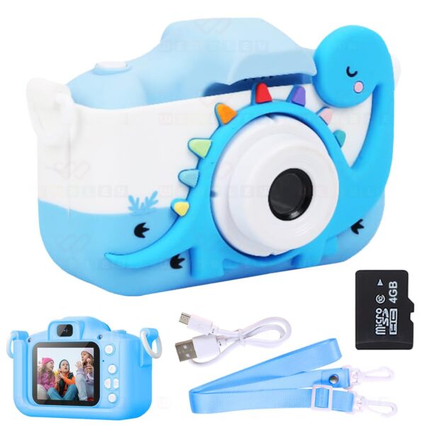 Wembley Kids Digital Camera Compact Dino Design Selfie Camera Video Recorder Photo Capture Games 4GB SD Card 2.0 Inch Screen for Girls Boys 4+ 5 6 7 8 - Blue - Image 2