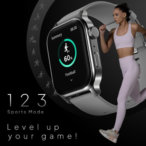 Fire-Boltt Rise Smart Watch, 1.85" HD Display, Metal Body with Bluetooth Calling, Rotating Crown, AI Voice Assistant, 120 Sports Modes, Neon UI, SpO2 & Heart Rate Monitoring (Rise, Grey) - Image 6