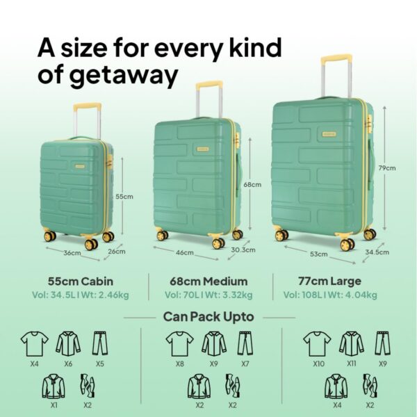American Tourister BRICKLANE+ 79 CM Large Check-in Polycarbonate (PC) Hard Sided 8 Wheels Spinner Luggage/Suitcase/Trolley Bag for Travel (Emerald Green) - Image 6