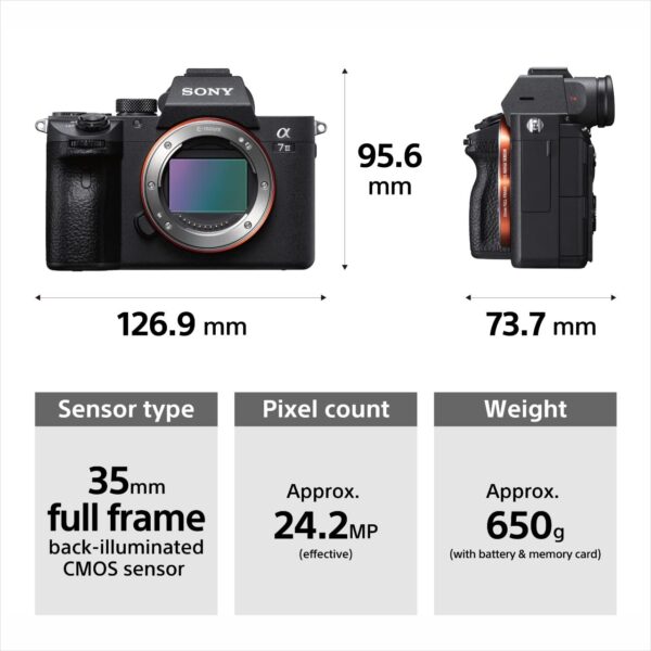 Sony Alpha ILCE-7M3K Full-Frame 24.2MP Mirrorless Digital SLR Camera with 28-70mm Zoom Lens | 4K Full Frame | Real-Time Eye Auto Focus | Tiltable LCD, Low Light Camera - Black - Image 4