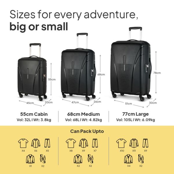 American Tourister Ivy Polypropylene 68 cms Black Hardsided Check-in Luggage (FO1 (0) 09 002) with TSA Lock - Image 6