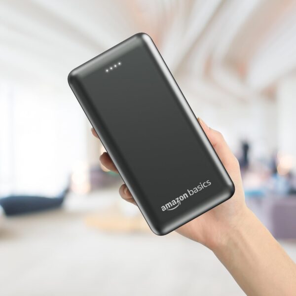 Amazon Basics 20000 mAh Power Bank | 22.5W Fast Charging | Dual Output & Input | Charge 3 Devices Simultaneously | for Smartphones, TWS Earbuds, Speakers, Tablets (Metallic Grey) - Image 6