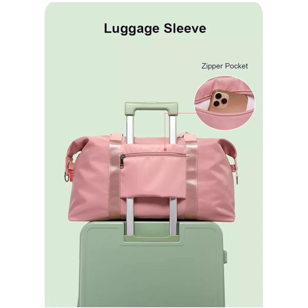 Storite Nylon 47 Cm Travel Duffle Bag, Sports Shoulder Bag for Women with Wet Pocket Weekender Overnight Luggage Bag - (Pink, 47 x 16 x 30 Cm) - Image 9