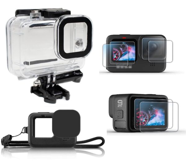Action Pro Waterproof Case kit Compatible with GoPro-9/10/11/12/13 Action Camera with Silicone Case and 9H Screen Protector Camera Accessories - Image 2