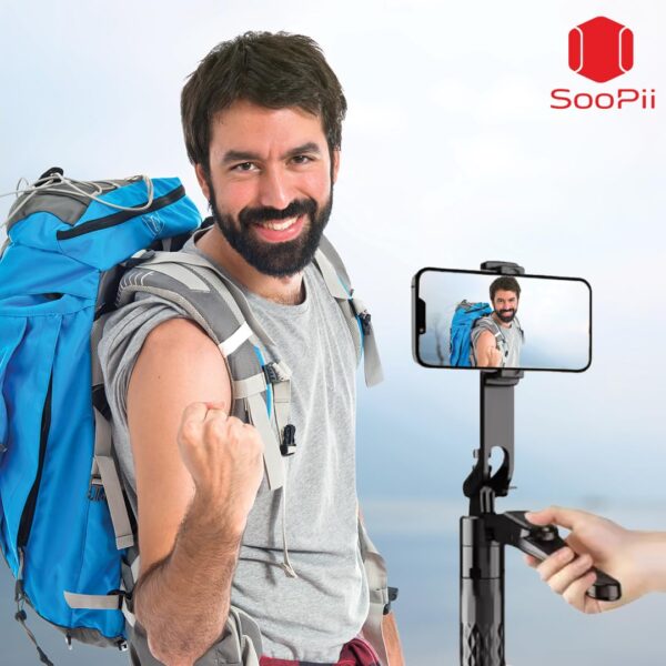 SooPii 69 inch Long Selfie Stick with 360° Rotating Tripod Stand, Aluminum Multifunctional Bluetooth Tripod Stand for Smartphone, GoPro, Action Cameras, Perfect for Vlogging, Travel & Video - Image 3