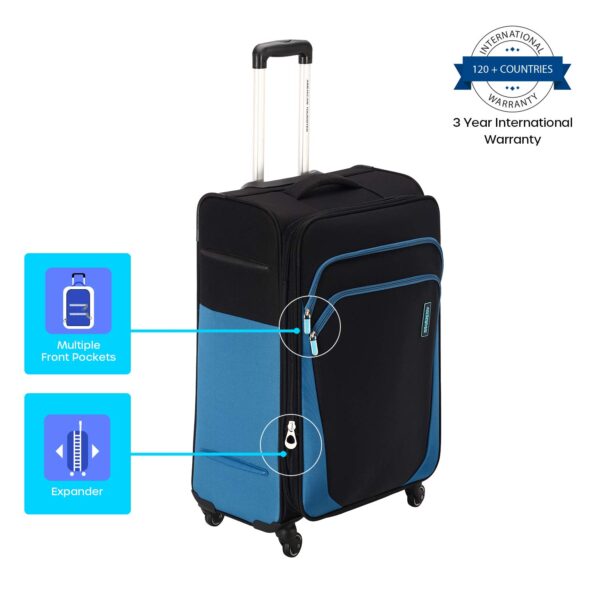American Tourister Trolley Bag for Travel|Kansas 80 Cms Polyester Softsided Large Check-in Luggage Bag|Speed_Wheel Suitcase for Travel|Trolley Bag for Travelling, Black - Image 4