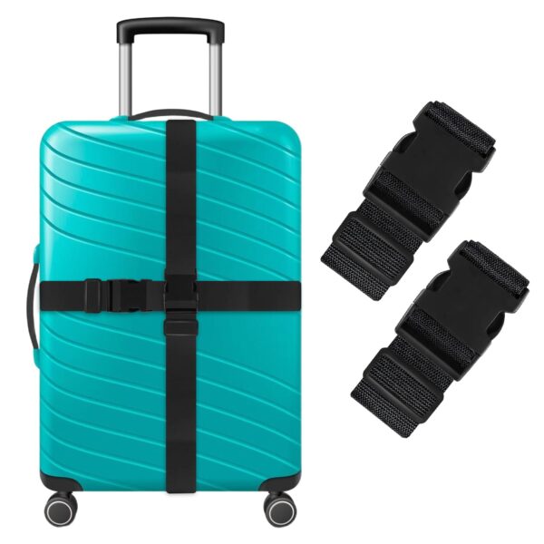 Storite Pack of 2 Luggage Strap | Luggage Belt for Suitcase & Trolley Bags | Travel Belt with Quick Release Adjustable Buckle for Suitcase | Black - Image 2