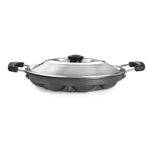 CELLO Non-Stick 12 Cavity Grill Appam Patra 2 Side Handle with Stainless Steel Lid | Appam Maker | Appam Patra | Appam pan | Litti Maker | Appe Stand - Image 8
