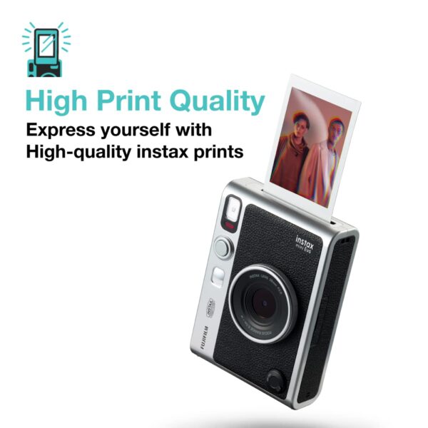 Fujifilm Instax Mini Evo Hybrid Camera Premium Edition with 20 Shots of Stone Gray Film and 100 Different Expressions-(Black) - Image 7