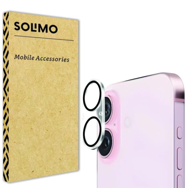 Amazon Brand - Solimo Tempered Glass Camera Lens Protector for iPhone 16 | 9H Rated Hardness | Aviation Aluminium Camera Protection | 99.99% Transparent - Image 2