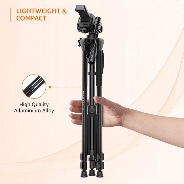 Amazon Basics 67 Inch (170CM) Tripod for DSLR, Camera | Operating Height: 5.57 Feet| Maximum Load Capacity up to 5kg | Portable Lightweight Aluminum Tripod 360 Degree Ball Head | Carry Bag (Black) - Image 3