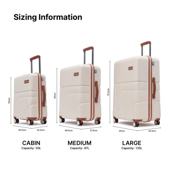 uppercase Rock (Medium) 65cm, Check-in Trolley Bag, Hardsided Anti-Scratch 8 Wheel Luggage, TSA Lock & Anti-Theft Zippers, Suitcase for Unisex, 2000 Days Warranty (Beige) - Image 6