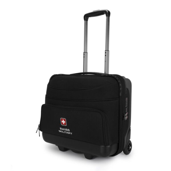 Swiss Military PilotPro Hard and Soft Laptop Overnighter Trolley Bag, 30L Lightweight Cabin Luggage, Fits 15.6 Inch Laptop, Business Travel Bag with Organizer, Combination Number Lock - Black, LTB2 - Image 2