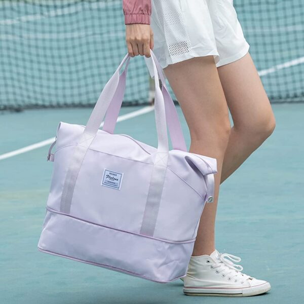 LNT Large Capacity Polyester Folding Travel Bag 25 cms Lightweight Waterproof Carry on Luggage Bags with Fixed Strap Dry and Wet Separation Foldable Travel Duffel Bag for Foldable Bag (Assorted Color) - Image 9