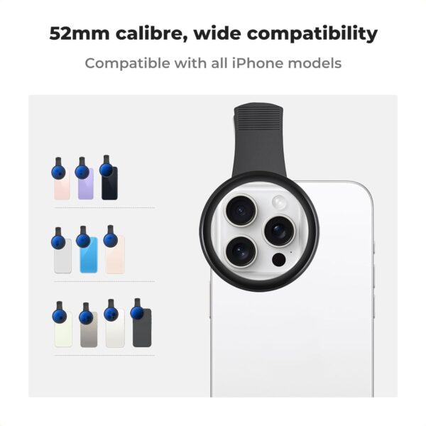 K&F Concept 52mm Clip-on ND2-400 Phone Camera Lens Filter Kit, Adjustable Neutral Density Filter Compatible with iPhone 15 14 13 12 11 - Image 6
