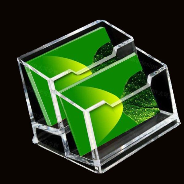 SNDIA 2-Tier Business Card Holder Visiting Card Stand Organizer Clear Card Holder Display Stand for Office (Transparent) - Image 6