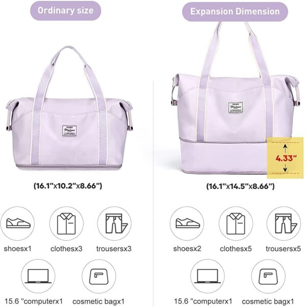 LNT Large Capacity Polyester Folding Travel Bag 25 cms Lightweight Waterproof Carry on Luggage Bags with Fixed Strap Dry and Wet Separation Foldable Travel Duffel Bag for Foldable Bag (Assorted Color) - Image 7