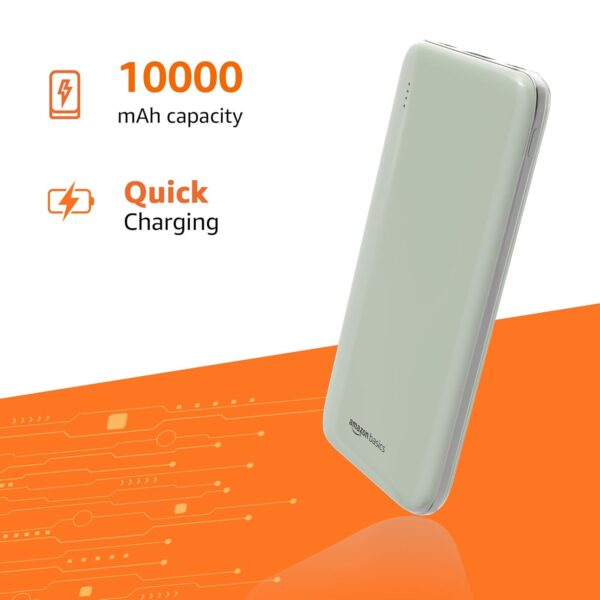Amazon Basics 10000 mAh 22.5W Ultra Fast Charging Power Bank | Type C Power Delivery (Input & Output) | Quick Charge | Two-Way Fast Charging (Lime) - Image 3