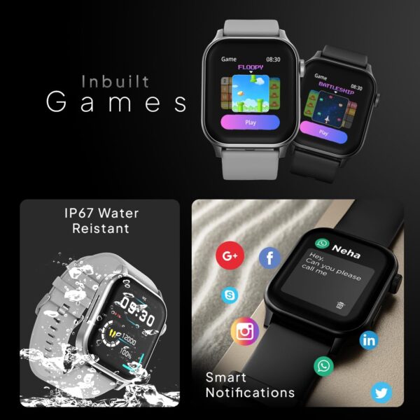 Fire-Boltt Rise Smart Watch, 1.85" HD Display, Metal Body with Bluetooth Calling, Rotating Crown, AI Voice Assistant, 120 Sports Modes, Neon UI, SpO2 & Heart Rate Monitoring (Rise, Grey) - Image 9