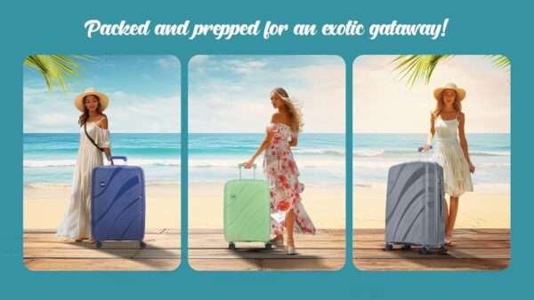 Skybags Set of 3 (Cabin+ Medium+Large) Hard Suitcase (55+67+77 cm) | Luggage Trolley with 8 Spinner Wheels,Light Weight Trolley Bags with 5 Years International Warranty (Black) (Navy) - Image 4