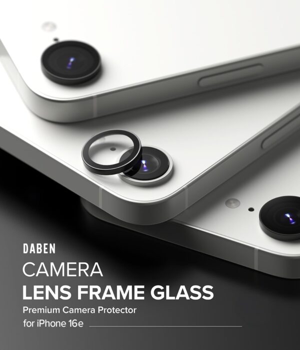 DABEN EvoRingz Tempered Glass Camera Lens Protector Guard for iPhone 16e, iPhone 14 Plus, iPhone 14 (Black) - (1 Pack) - Image 9