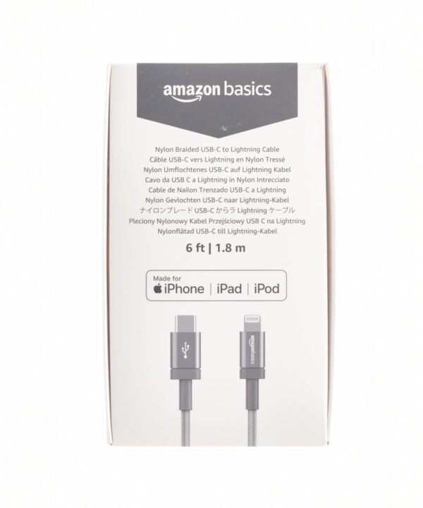 AmazonBasics MFI certified 1.8M USB C to lightning aluminum with nylon braided charging cable (Grey) - Image 9