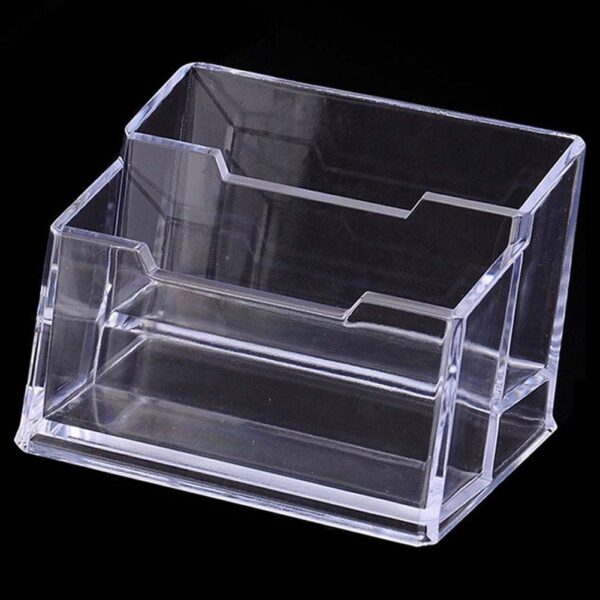 SNDIA 2-Tier Business Card Holder Visiting Card Stand Organizer Clear Card Holder Display Stand for Office (Transparent) - Image 5