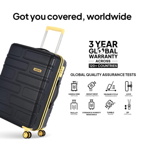American Tourister BRICKLANE+ 68 CM Medium Check-in Polycarbonate (PC) Hard Sided 8 Wheels Spinner Luggage/Suitcase/Trolley Bag for Travel (Charcoal Grey) - Image 7