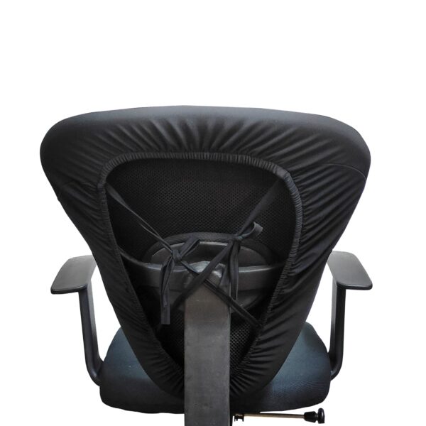 ITSPLEAZURE Black 2 Piece Set of 1 Office Chair Cover 200GSM Fabric Stretchable Elastic Polyester Removable Washable Office Computer Desk Executive Rotating Chair Seat Covers Slipcover Protector - Image 8
