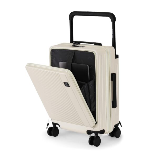 Nasher Miles Silicon Valley Hard-Sided Polycarbonate TSA Lock & Wide Telescopic Handle Cabin Luggage with Laptop Compartment White 20 inch |55cm Trolley Bag - Image 2