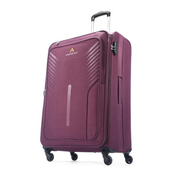 Aristocrat Skyway Large Size Soft Check in Luggage (79 cm) | Spacious Polyester Trolley with 4 Wheels and Combination Lock | Dazzling Maroon | Unisex| 5 Year Warranty - Image 2
