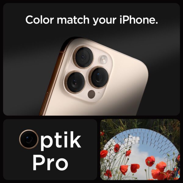 Spigen EZ Fit Optik Pro Tempered Glass Camera Lens Protector Guard for iPhone 16 Pro / 16 Pro Max (Dessert Titanium) - 2 Pack - Image 7