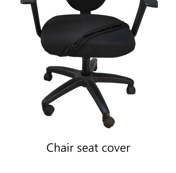 ITSPLEAZURE Black 2 Piece Set of 1 Office Chair Cover 200GSM Fabric Stretchable Elastic Polyester Removable Washable Office Computer Desk Executive Rotating Chair Seat Covers Slipcover Protector - Image 9